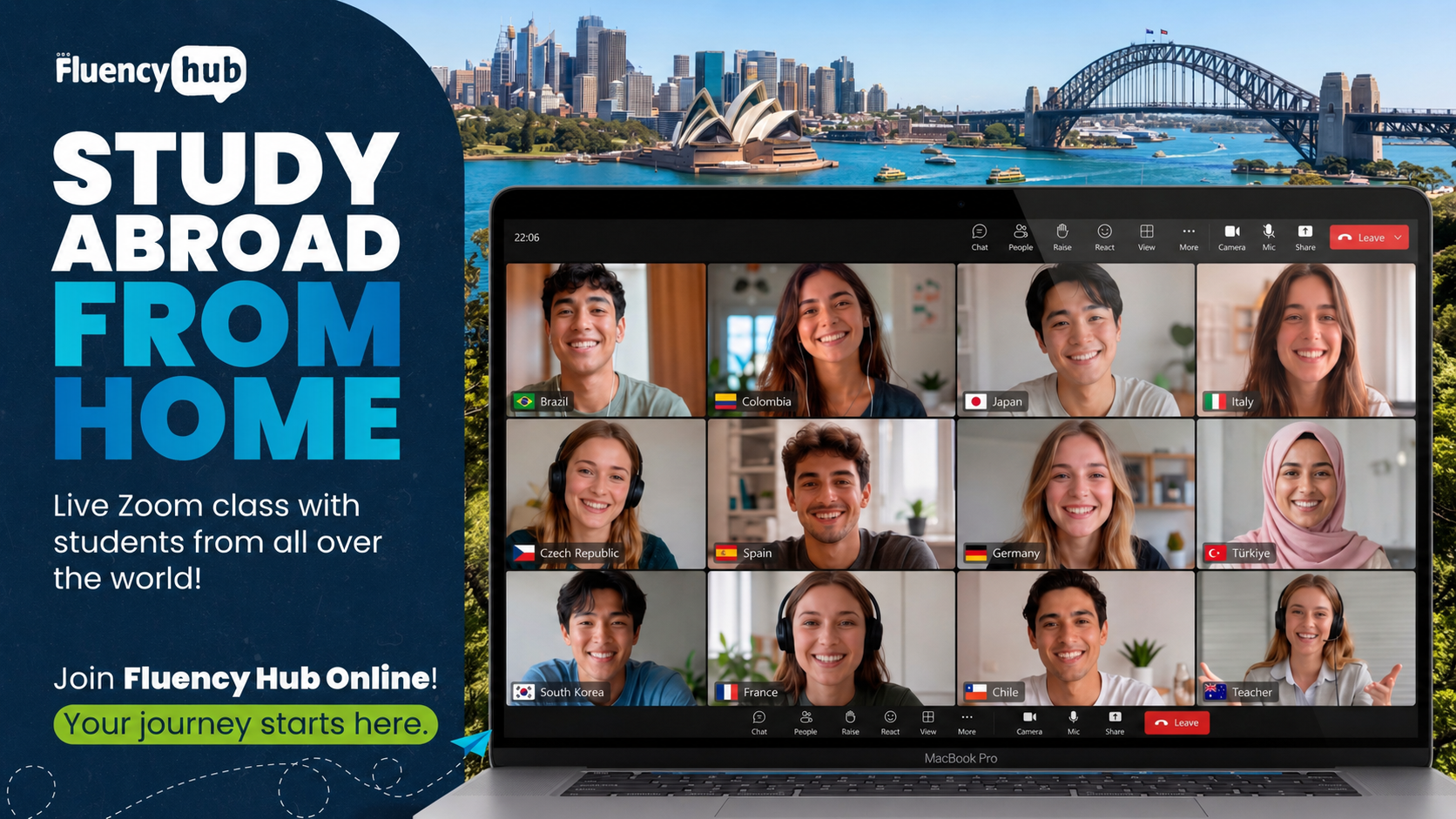 Study Abroad From Home — live Zoom class with students from 12+ countries