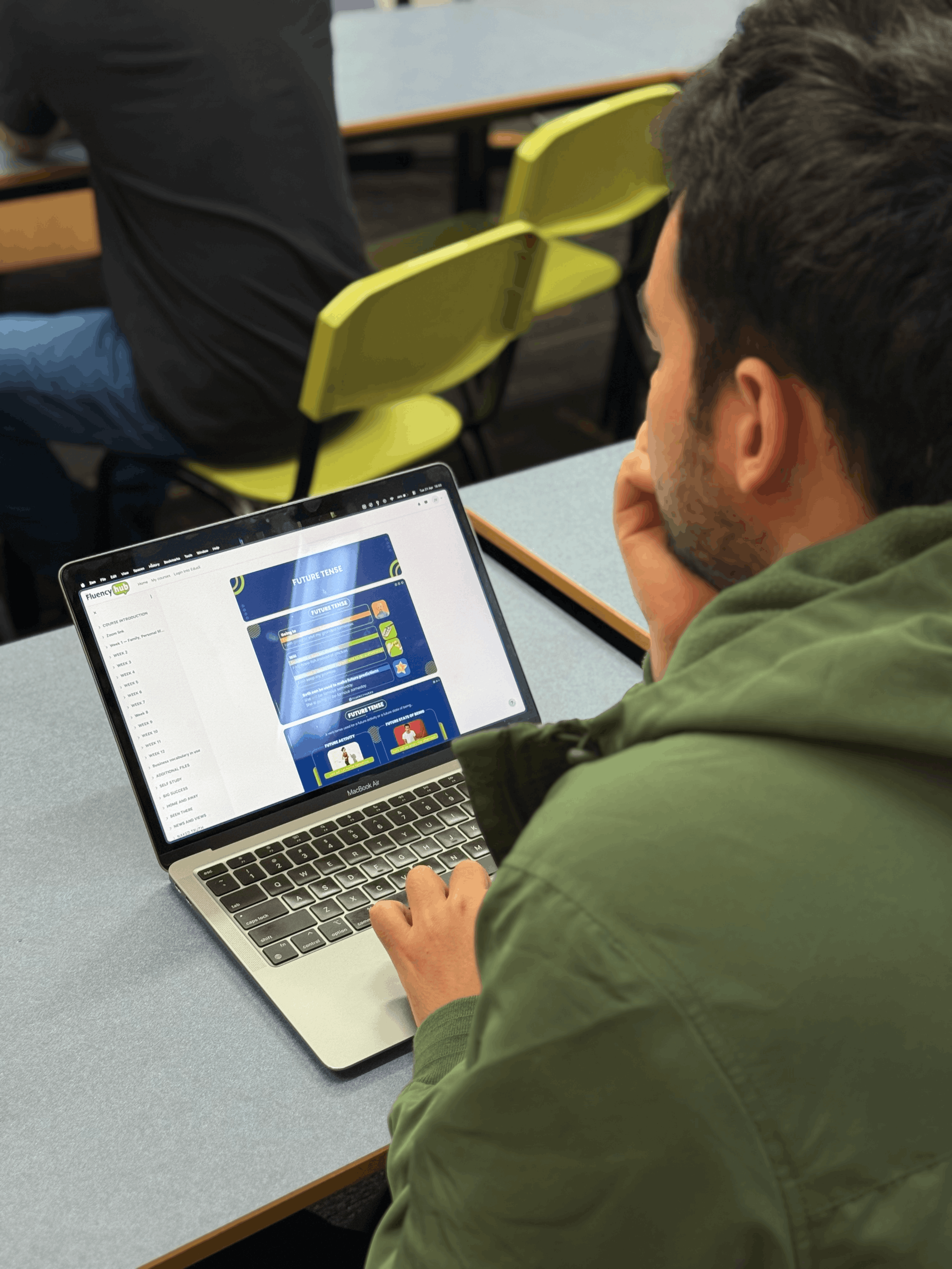 Student studying with laptop